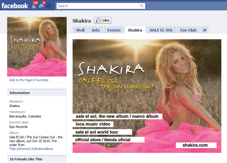 The Worlds 10 Fastest Growing Facebook Sites 7 Shakira The Worlds 10 Fastest Growing Facebook Sites 7 Shakira