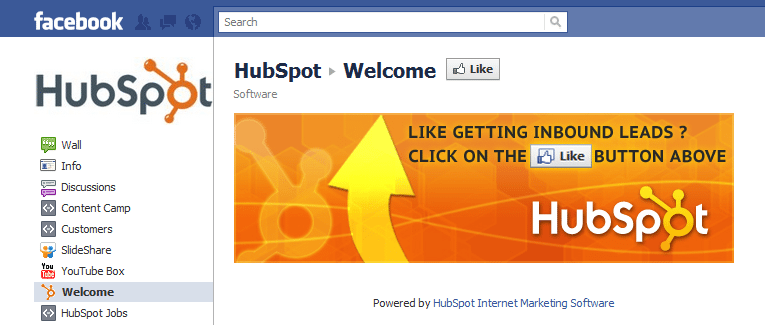 Hubspot Facebook page Hubspot Facebook page