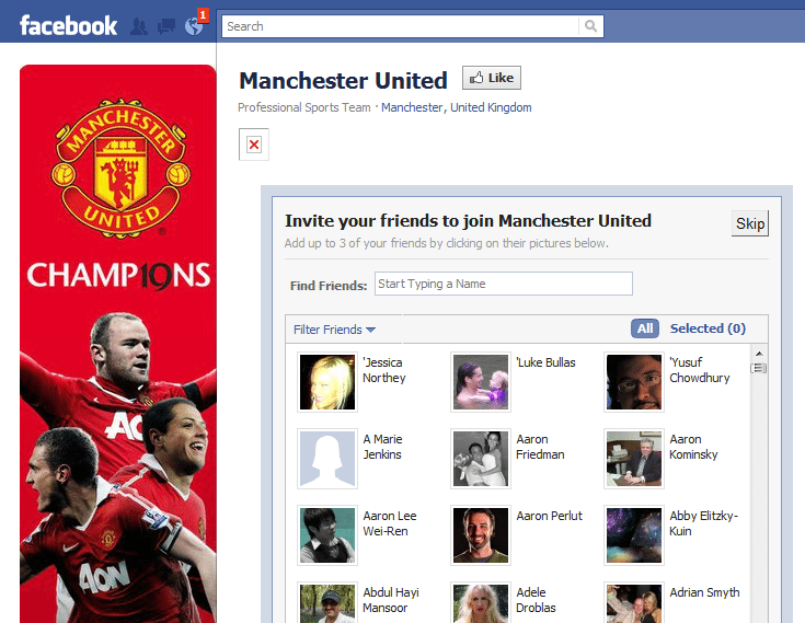 Manchester United Facebook Page Manchester United Facebook Page