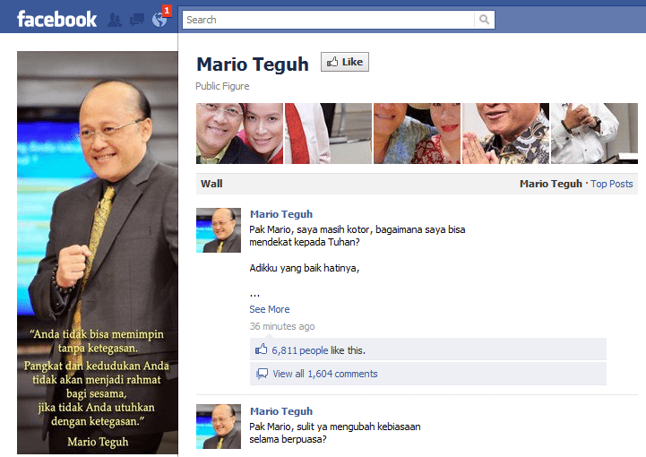 Mario Teguh Facebook Page Mario Teguh Facebook Page