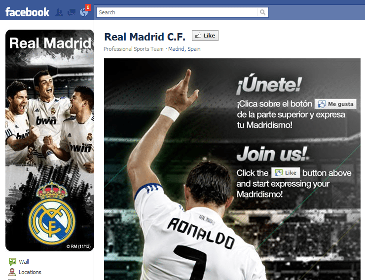 Real Madrid Facebook Page Real Madrid Facebook Page