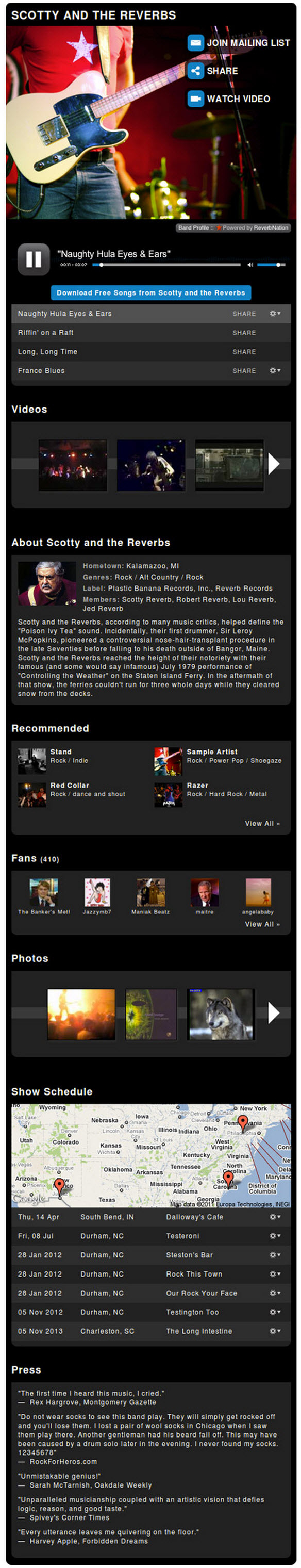 Band Profile Facebook App from Reverbnation Band Profile Facebook App from Reverbnation