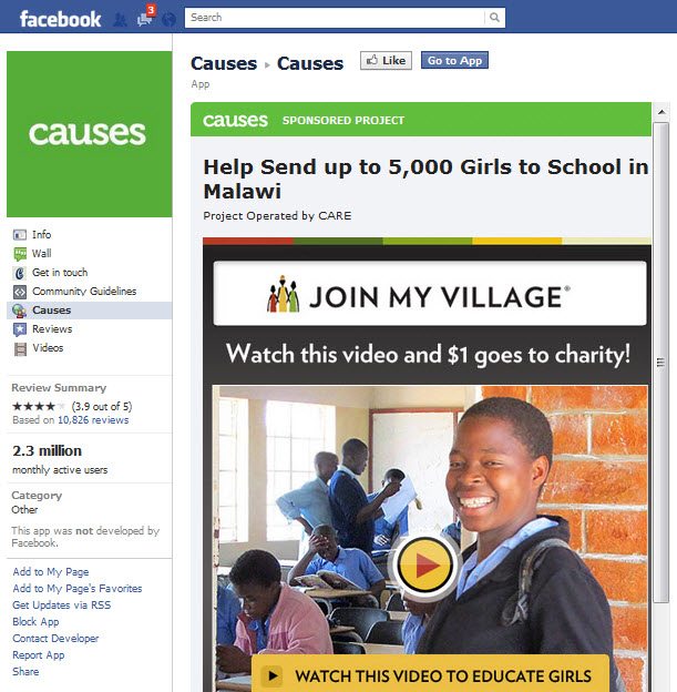 Facebook Causes app Facebook Causes app