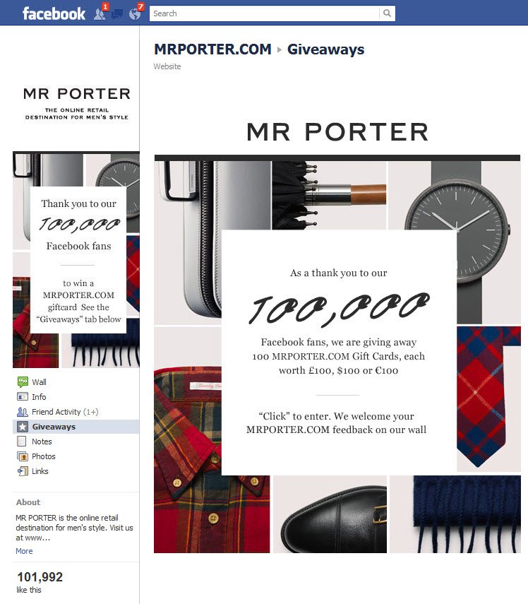Content, The Heart and Soul of Your Online Brand image Mr Porter Facebook Page step 2