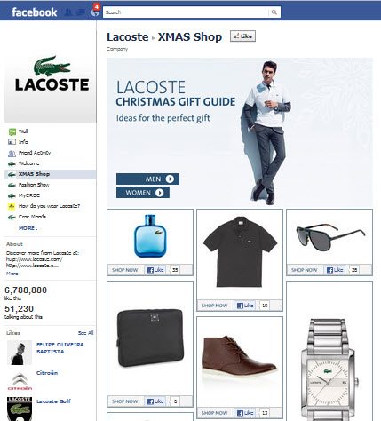 Lacoste Facebook Page Lacoste Facebook Page