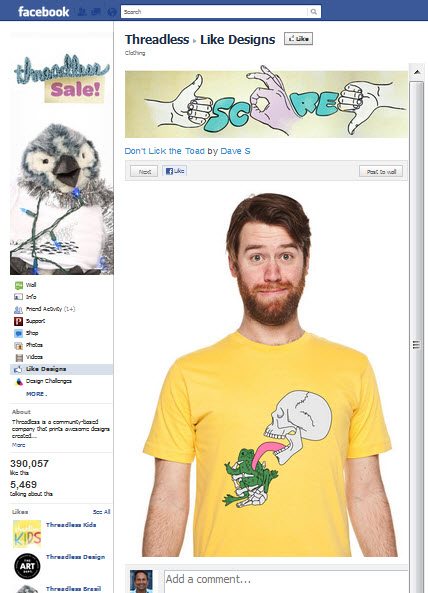 Threadless Facebook Page Threadless Facebook Page