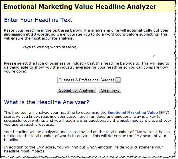 Emotional Marketing Headline Anaylzer tool Emotional Marketing Headline Anaylzer tool