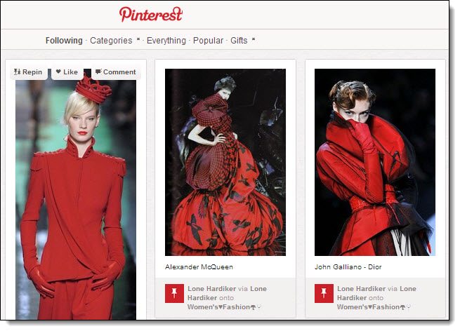 Pinterest Home page