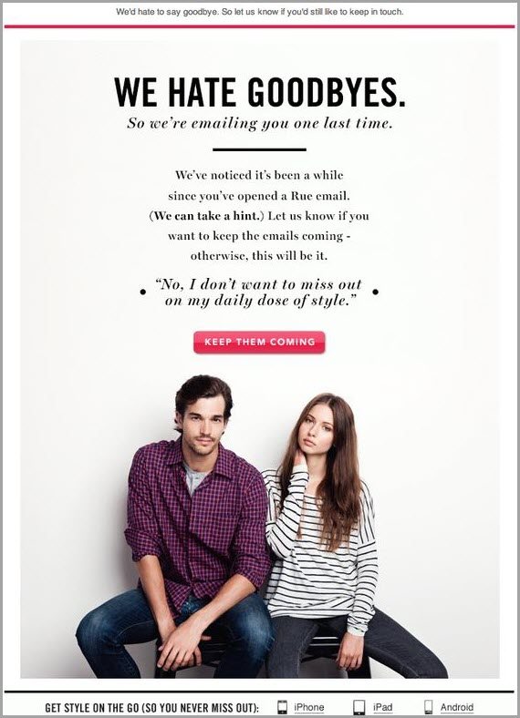 We hate goodbyes for email automation funnels