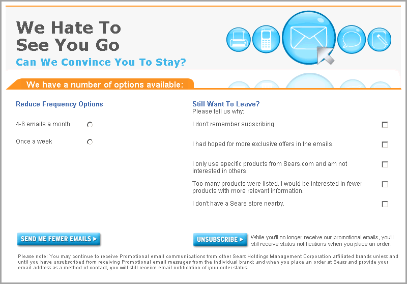 we hate to see you go for email automation funnels