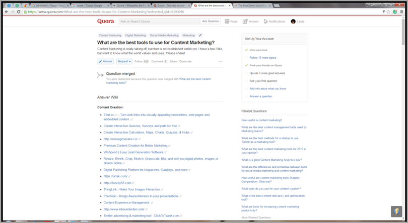 Quora for content marketing tools