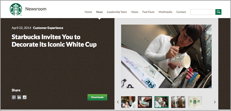 Starbucks' official website for leverage user-generated content