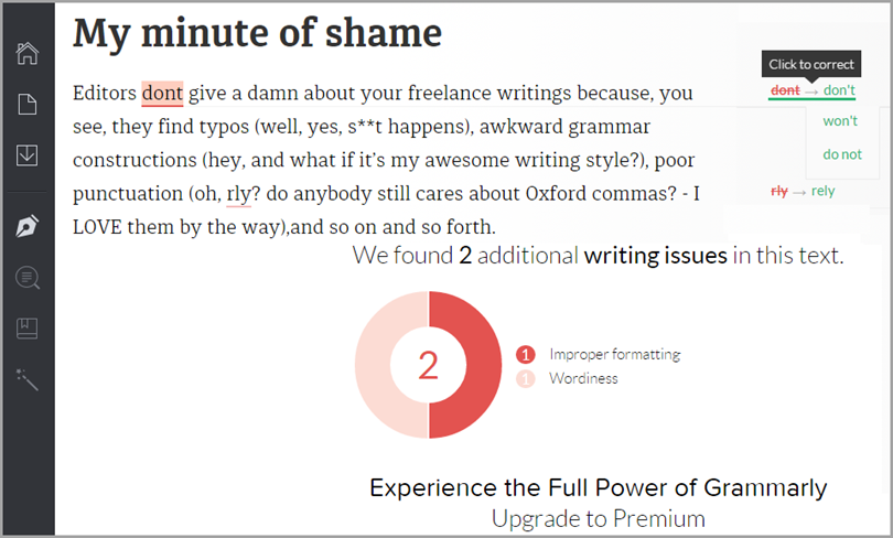 grammarly for blogging tools