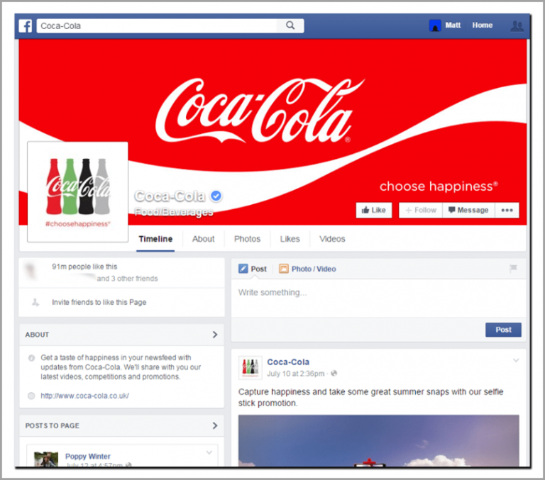 Coca Cola desktop view