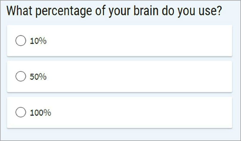 Ask the right questions for brain percentage for marketing quizzes
