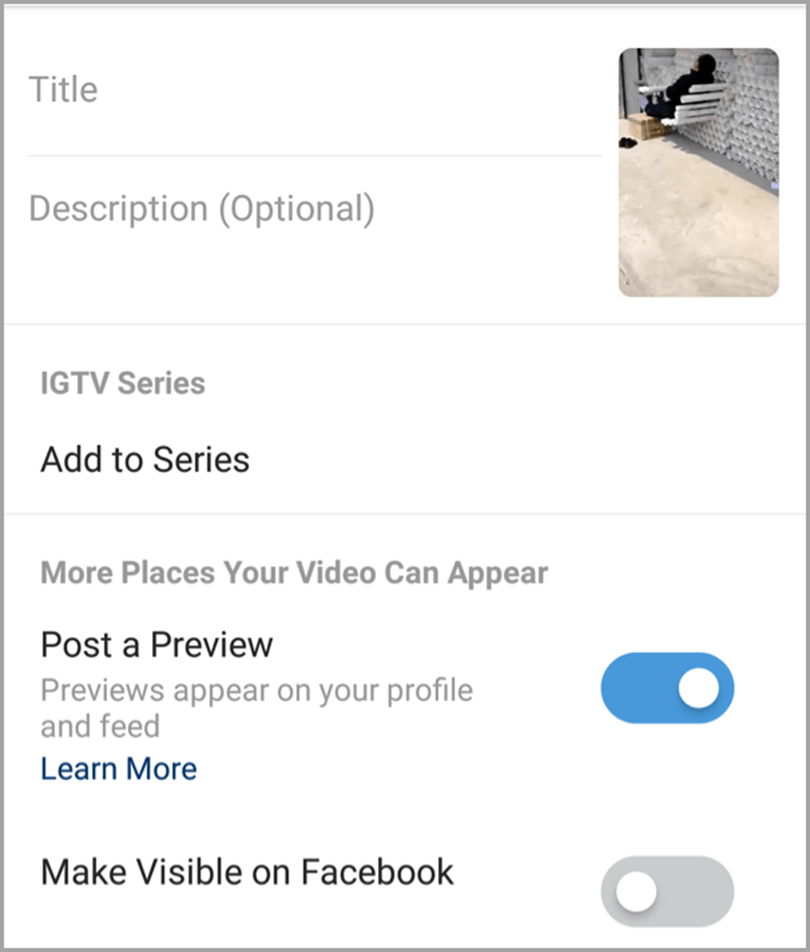 add title and other details in using IGTV