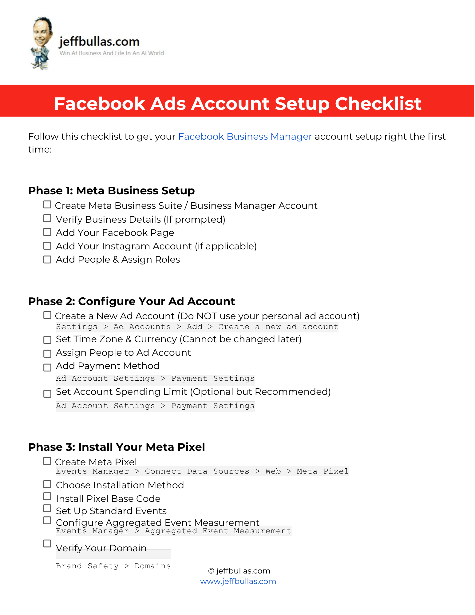 Facebook Ads Checklist