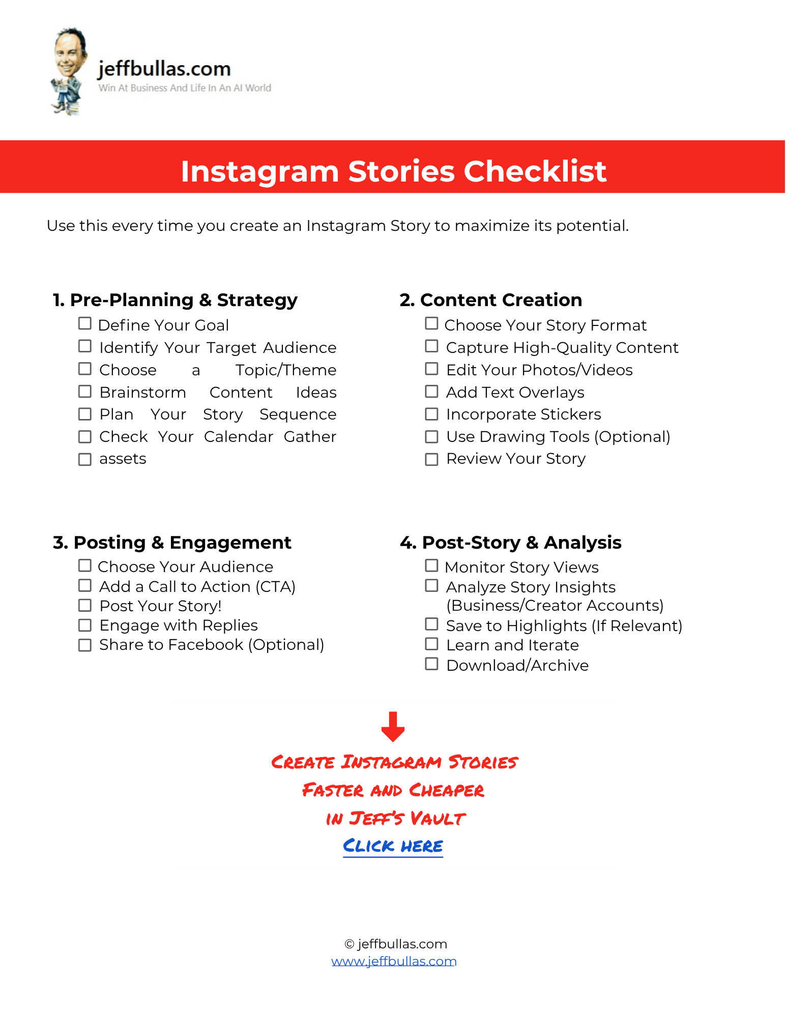 instagram stories checklist 