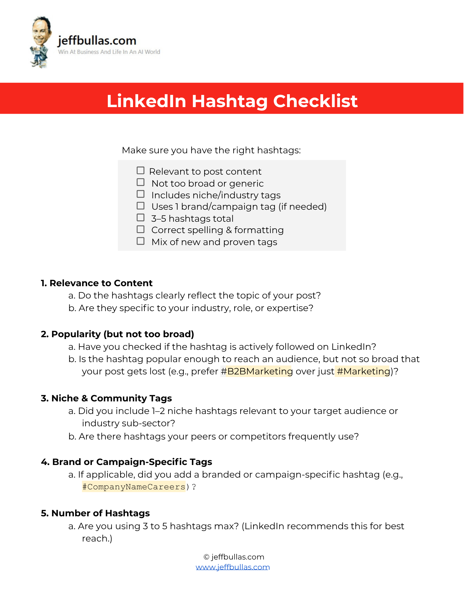 LinkedIn Hashtag Checklist