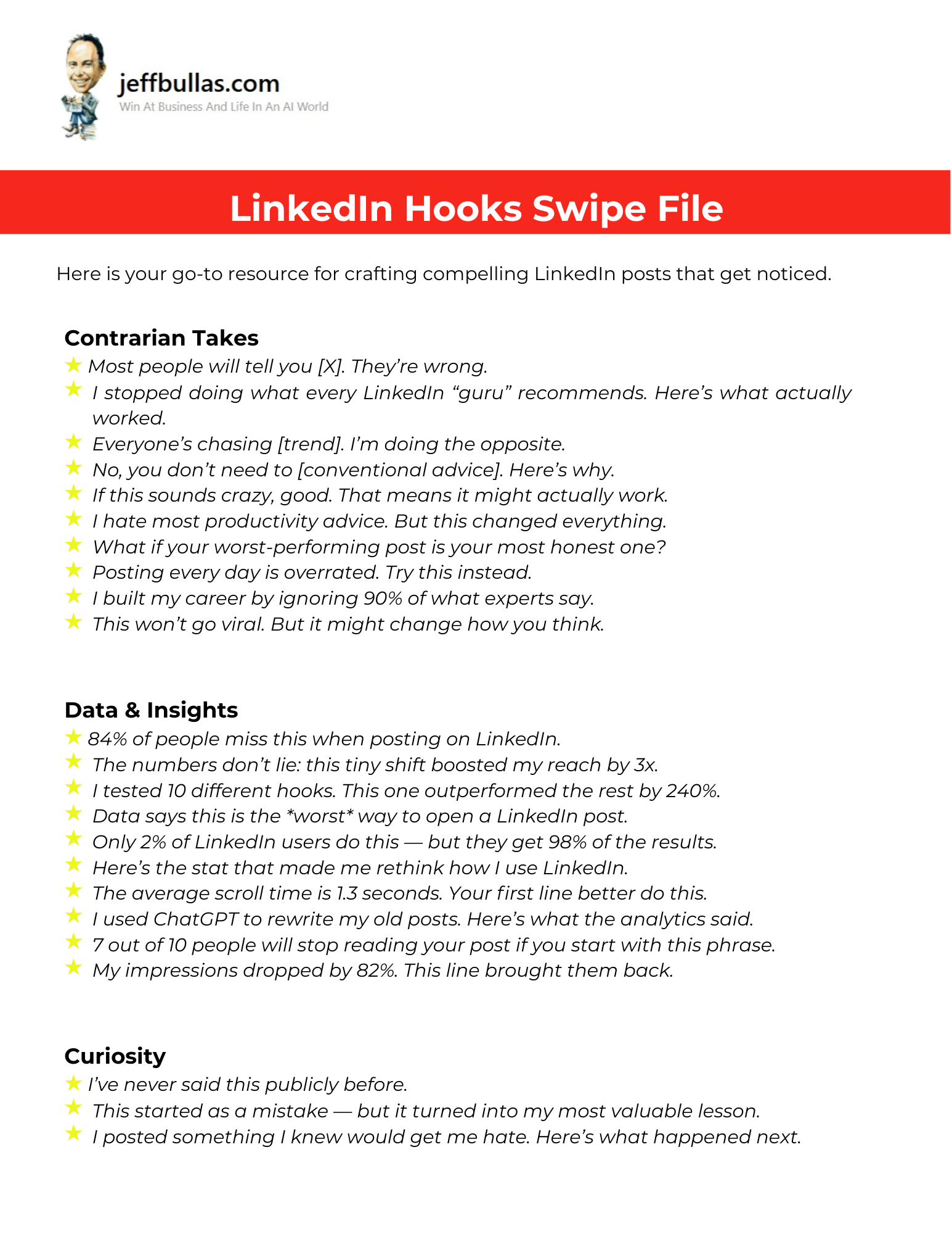 LinkedIn Hooks Swipe File