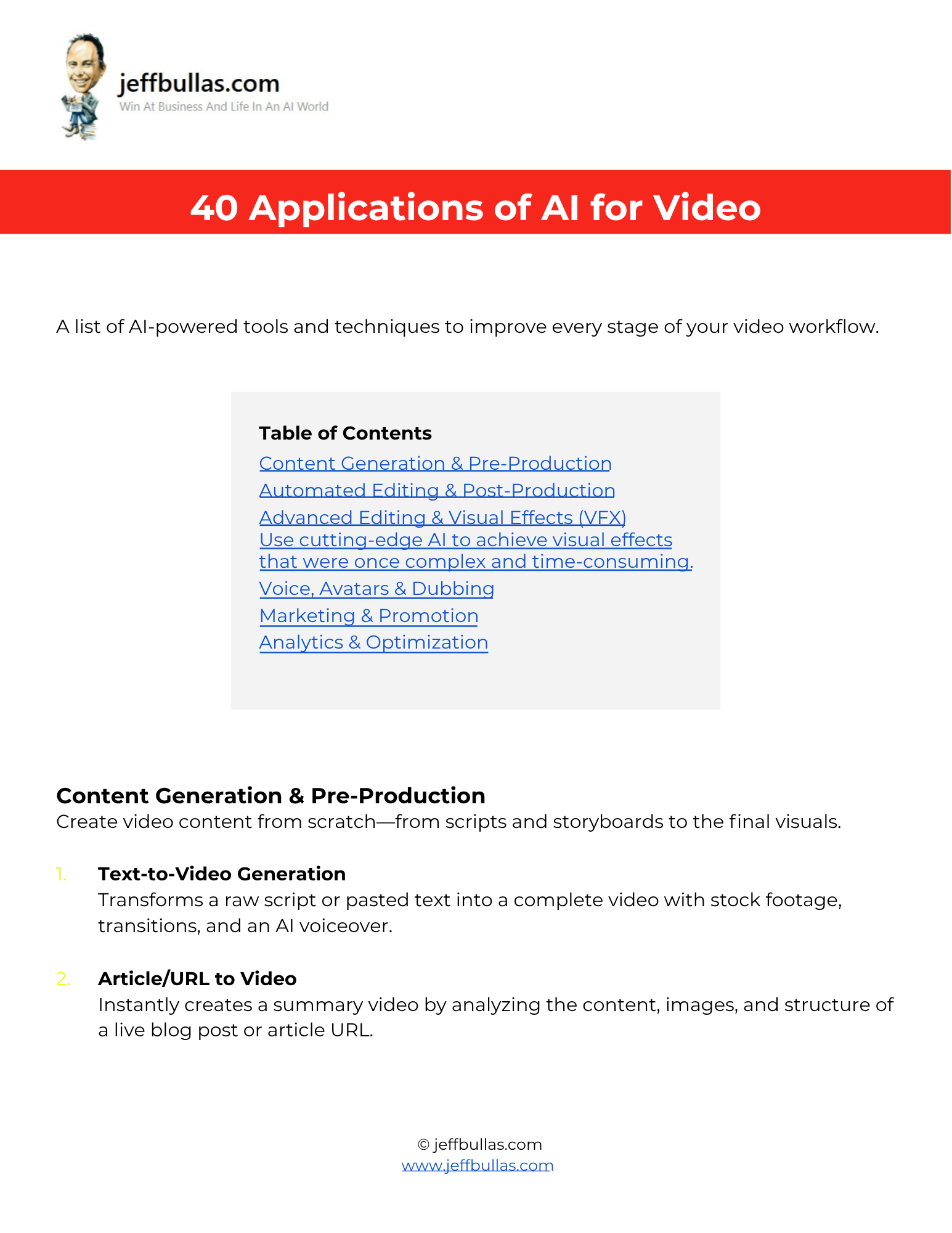 Applications of AI for Video