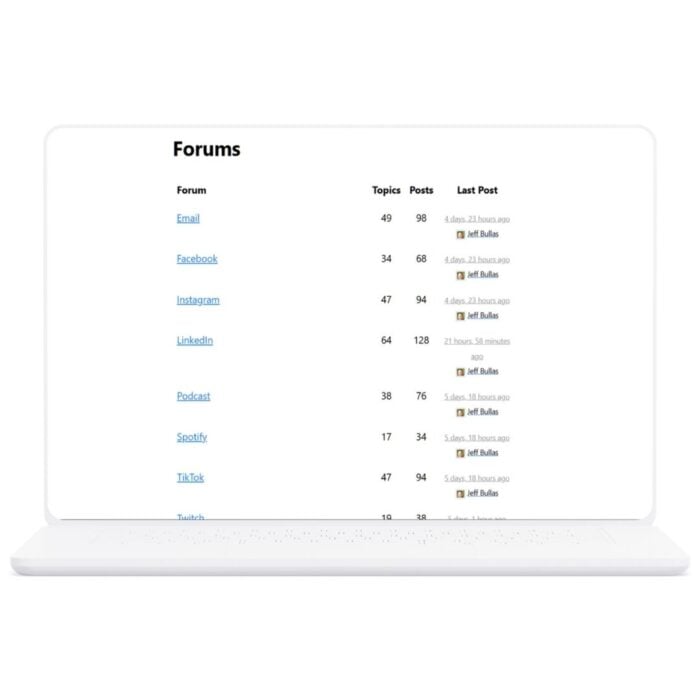 A screenshot of JeffBullas.com's Forums