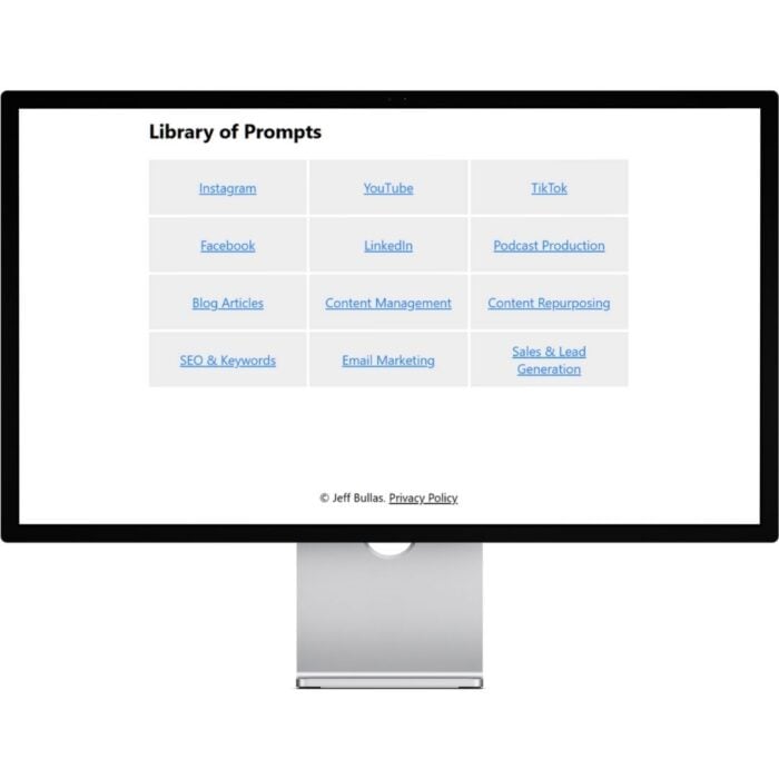 A screenshot of our Library of Prompts