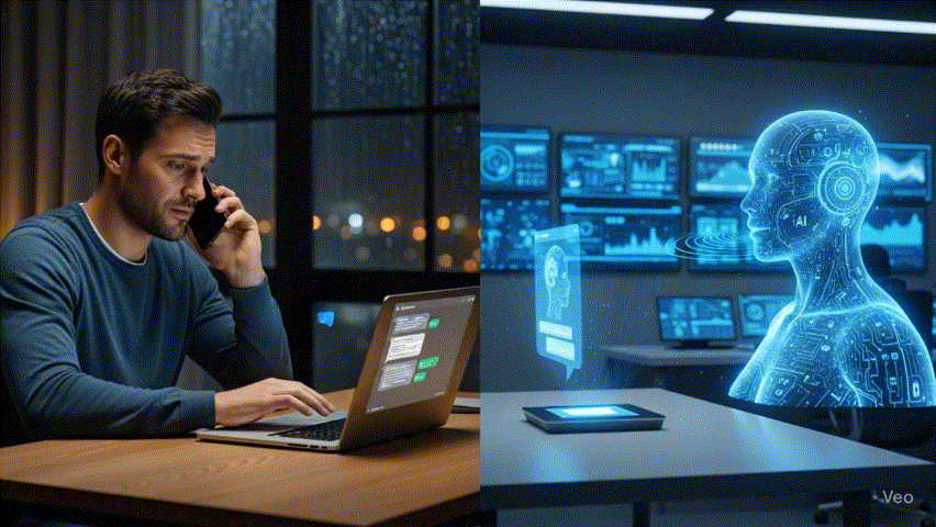 human customer talking to an AI customer support agent