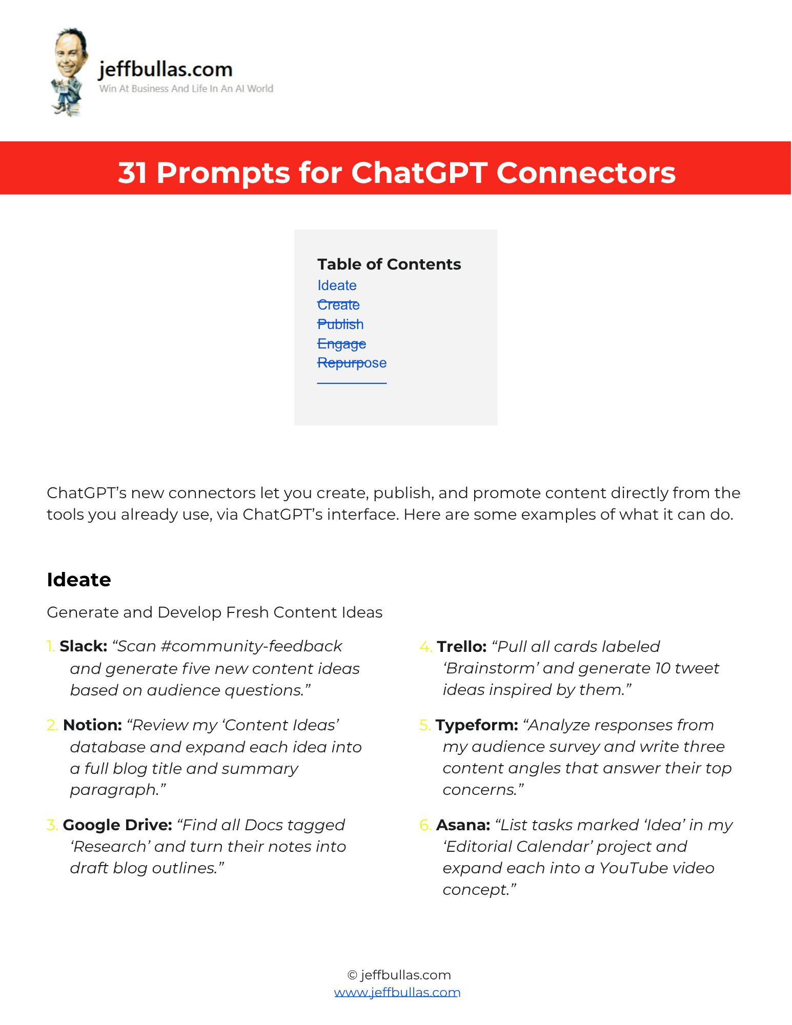 Screenshot of the Prompts for ChatGPT Connectors