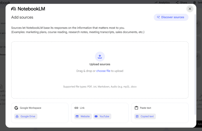 "Add sources" screenshot