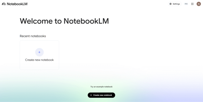 "Welcome to NotebookLM" screenshot