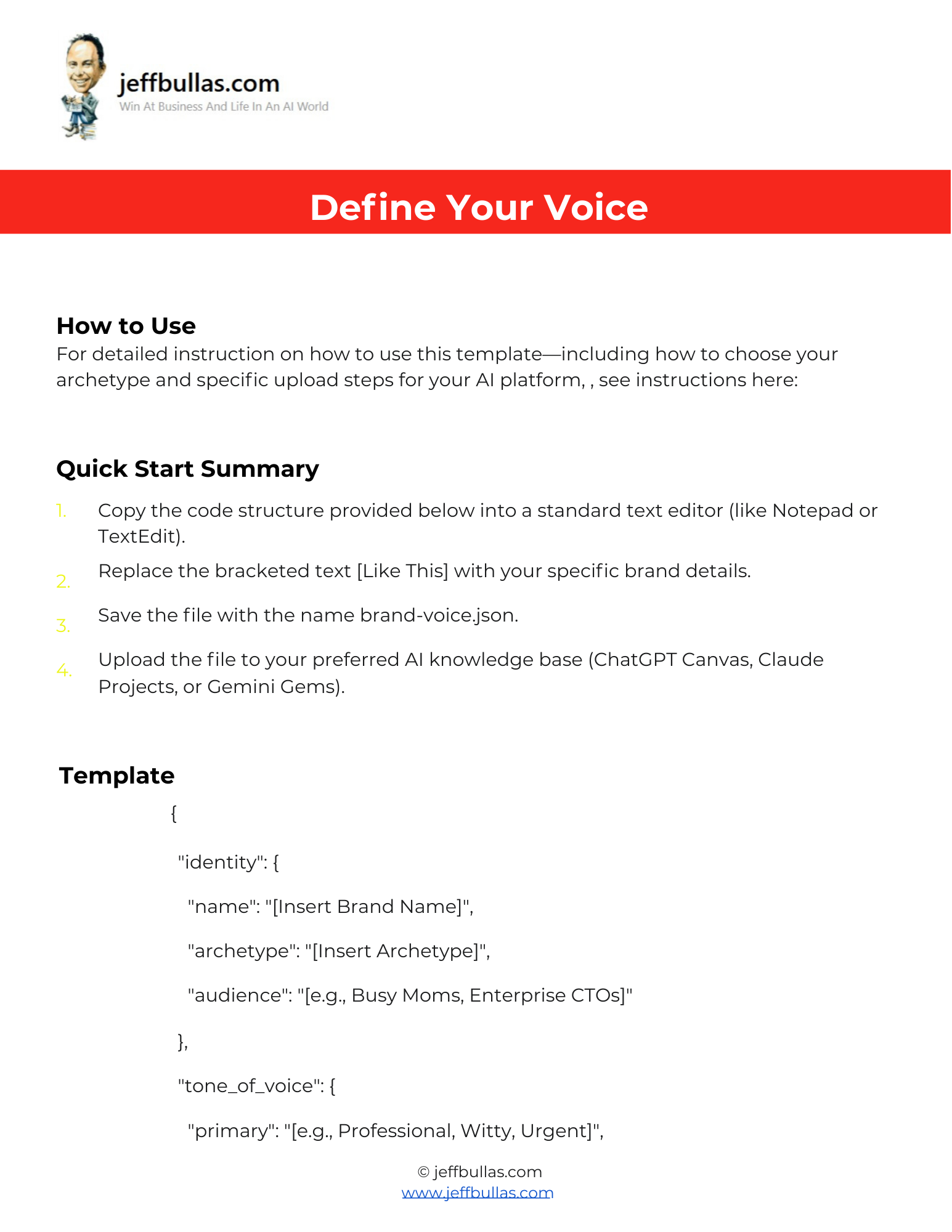 Define Your Voice - Fill-In-The-Blanks Template