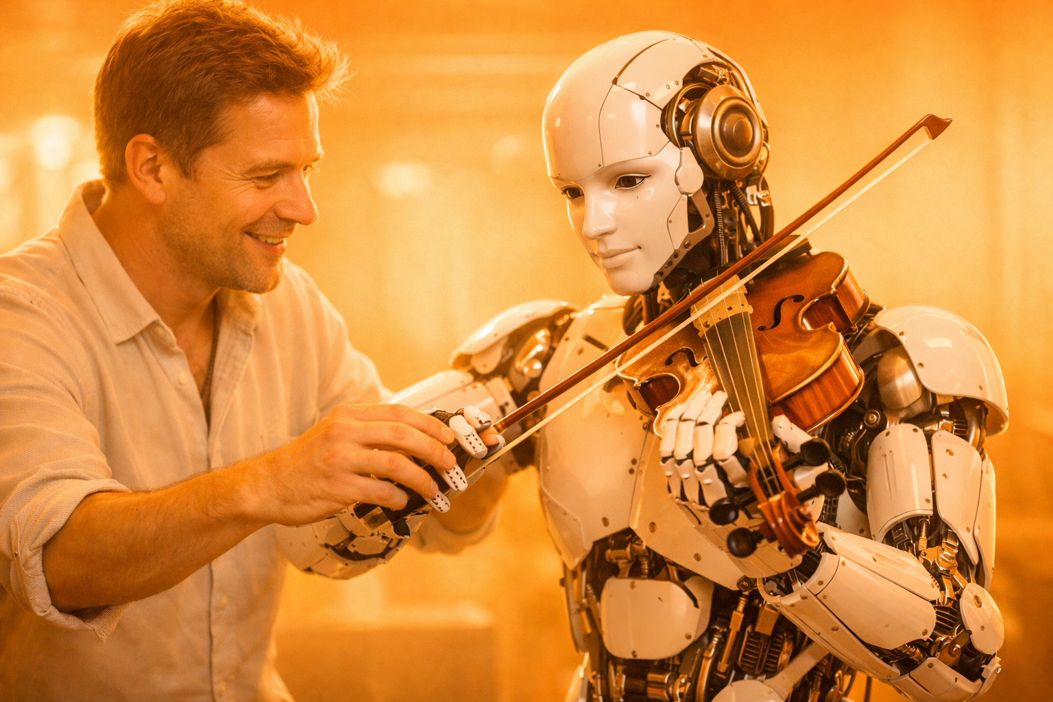 Human teaching AI to play violin